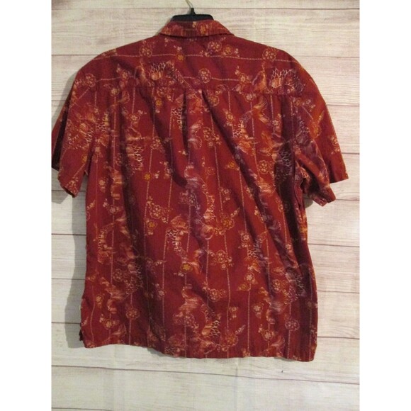 Island Shores Hawaiian Shirt Mens XL Red Floral Fish Short Sleeve Button Up - Picture 3 of 3
